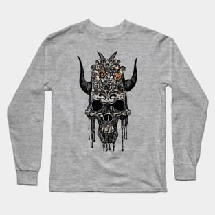 Tribal Tattoo Bulls Skull Long Sleeve T-Shirt